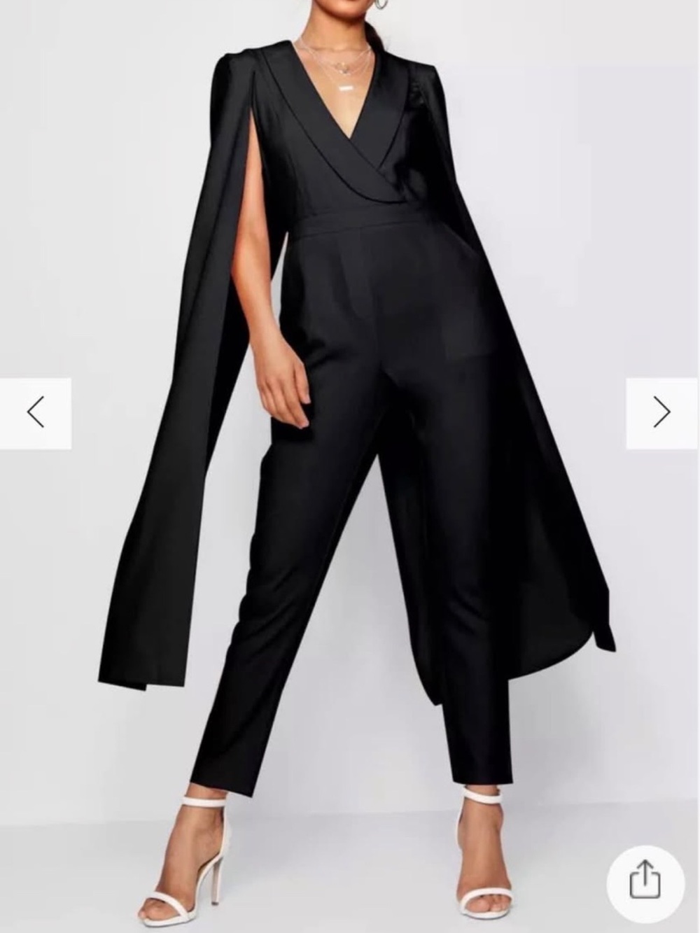 Elegant Green Cape Jumpsuit - Sophisticated Evening Jumpsuit
